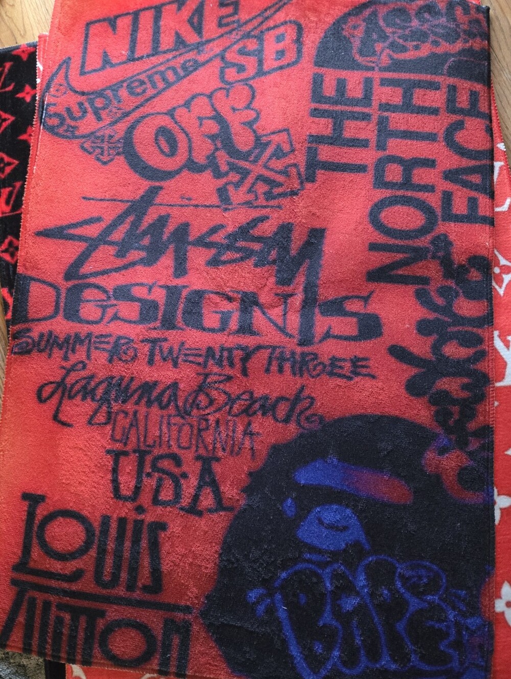 Red Graphic Logo Rug Featuring Multiple Streetwear Brands 22x32